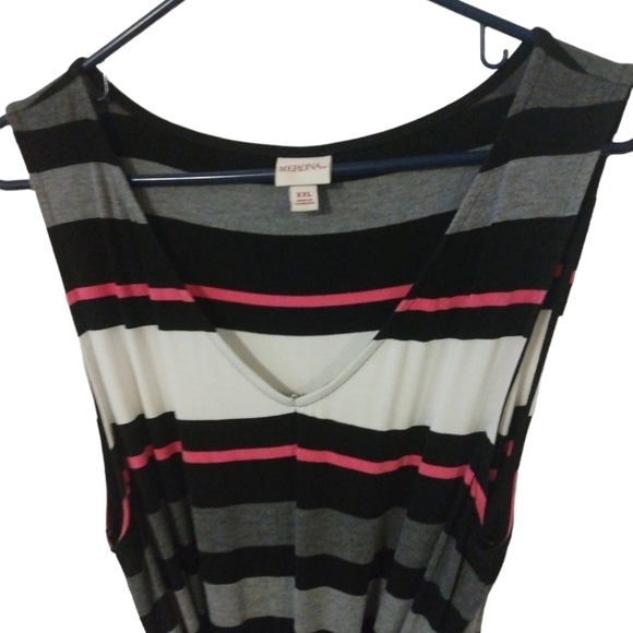 Merona Horizontal Stripped Tank Midi Length Comfy Plus Size Dress XXL - Picture 2 of 10
